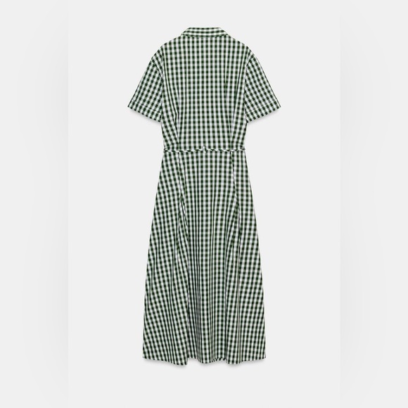 Zara GINGHAM CHECK SHIRT DRESS ZW COLLECTION - Picture 5 of 8